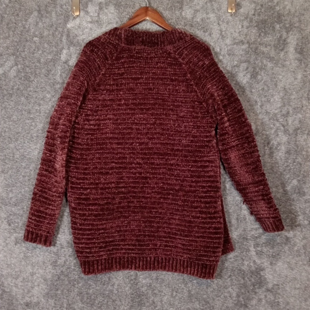 Vero Moda Deep Burgundy Vmfoster Bew Chenille Open Cardigan Size Medium - Picture 3 of 9